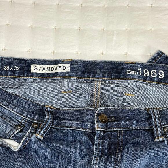 Gap 1969 Standard Relaxed Straight Mid-Rise Denim Jeans Men's 36x32 | Blue - Picture 6 of 11